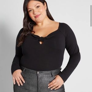 NWT “I Could Bow On” Tie-Front Long Sleeve Bodysuit By ModCloth